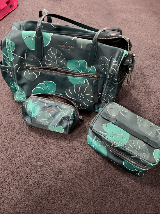 kate spade Handbags - kate spade Teal & Dark Green Botanical Travel Bag Set